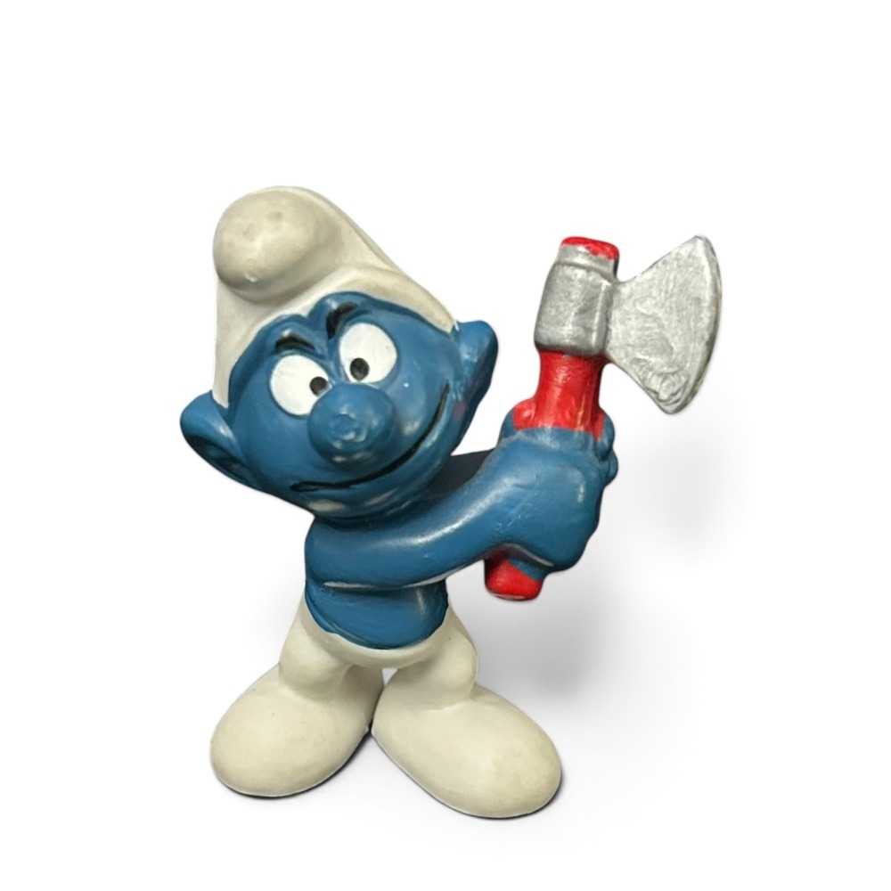 Vintage Smurfs Woodcutter Axe Smurf Figure 20087 Peyo Bully W Germany